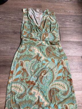Merona Paisley Wrap Midi Dress in Mint & Brown